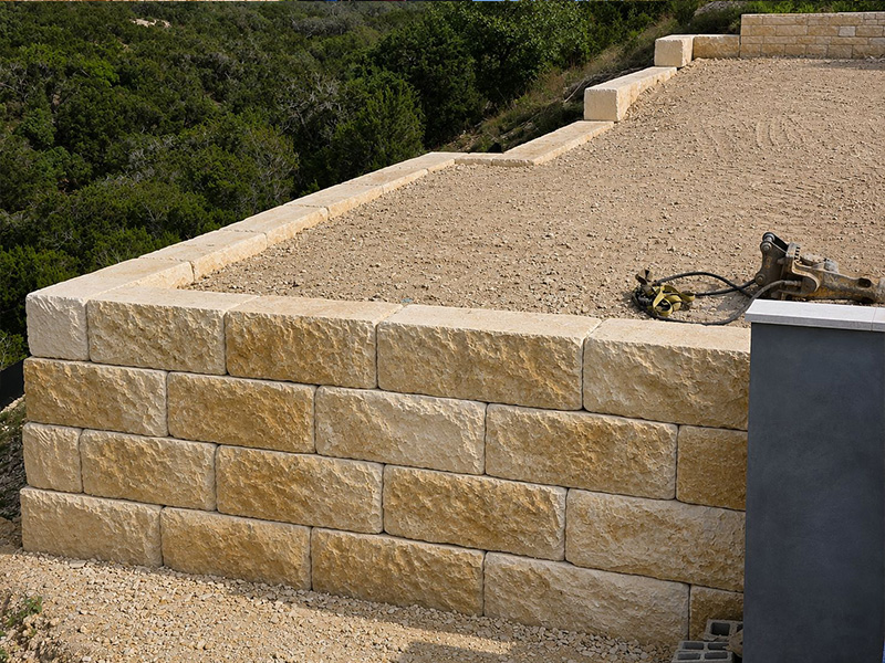 Concrete walkway and stone stairs